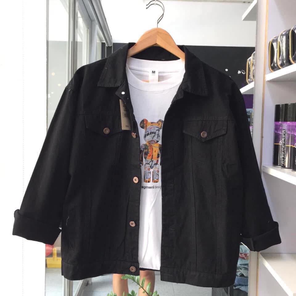 Áo Khoác KAKI chống nắng Nam Nữ BTS Đen Trơn Unisex KK011 jean kaki - QSTORE | BigBuy360 - bigbuy360.vn