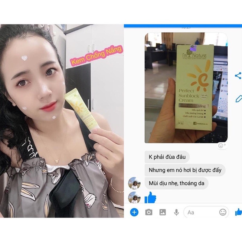 (+Quà) Kem Chống Nắng Perfect Sunblock Cream I'm Nature SPF50/PA+++