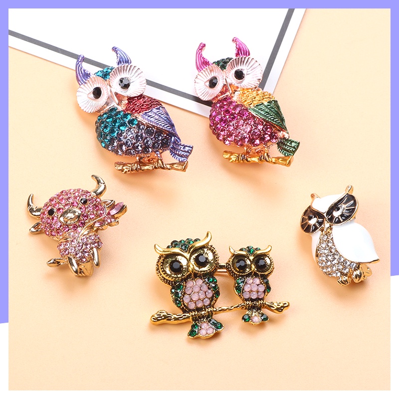 Ghim Cài Áo Hình Cú Mèo Đính Đá Nhân Tạo Thời Trang Sang Trọng Cho Nữ