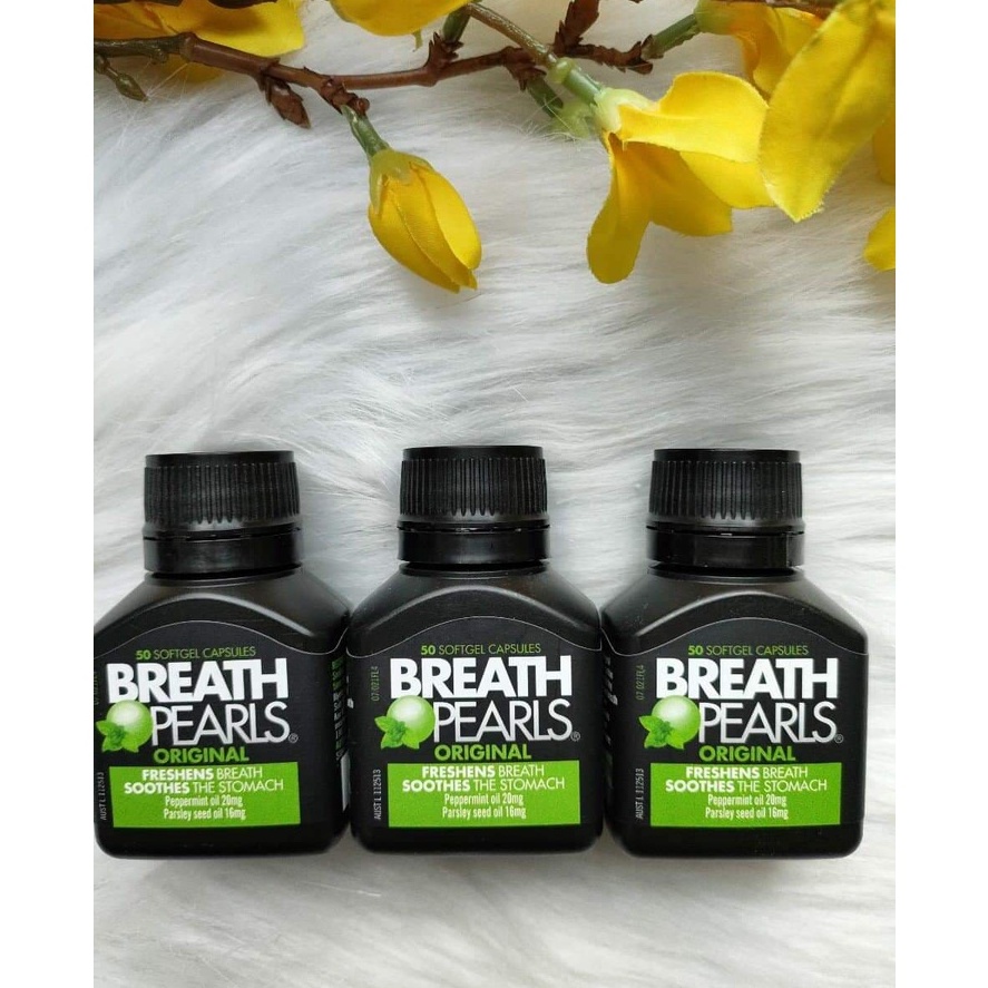 Viên Uống Thơm Miệng Breath Pearls  của Úc hộp 50 Viên giảm mùi hôi miệng