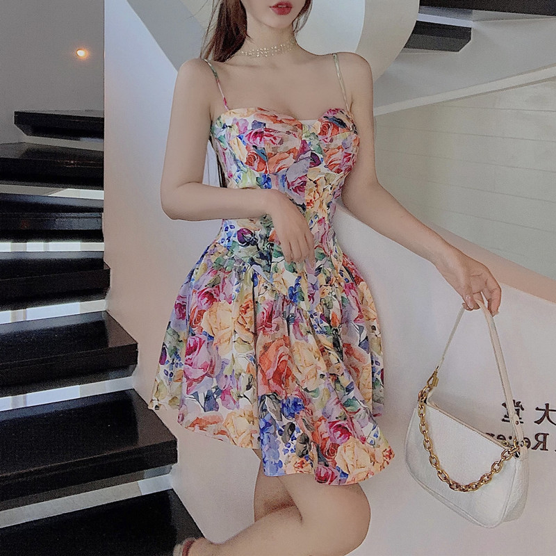 Đầm Chiffon Sát Nách Lưng Cao Hoạ Tiết Hoa Thiết Kế Hợp Thời Trang | BigBuy360 - bigbuy360.vn