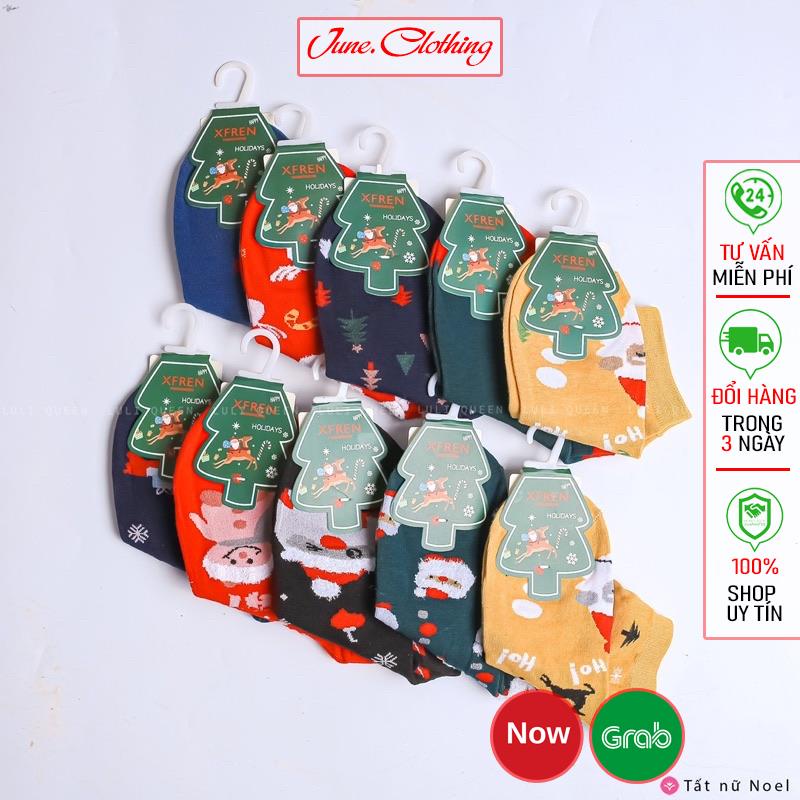 Tất Vớ họa tiết Giáng Sinh dễ thương vải cotton co dãn bền bỉ Quà tặng Noel xinh xắn