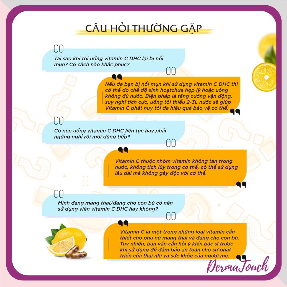 [Có tem] Viên uống DHC Bổ sung Vitamin C Nhật Bản 30 ngày - Giảm thâm mụn - Dược mỹ phẩm Derma Touch chính hãng