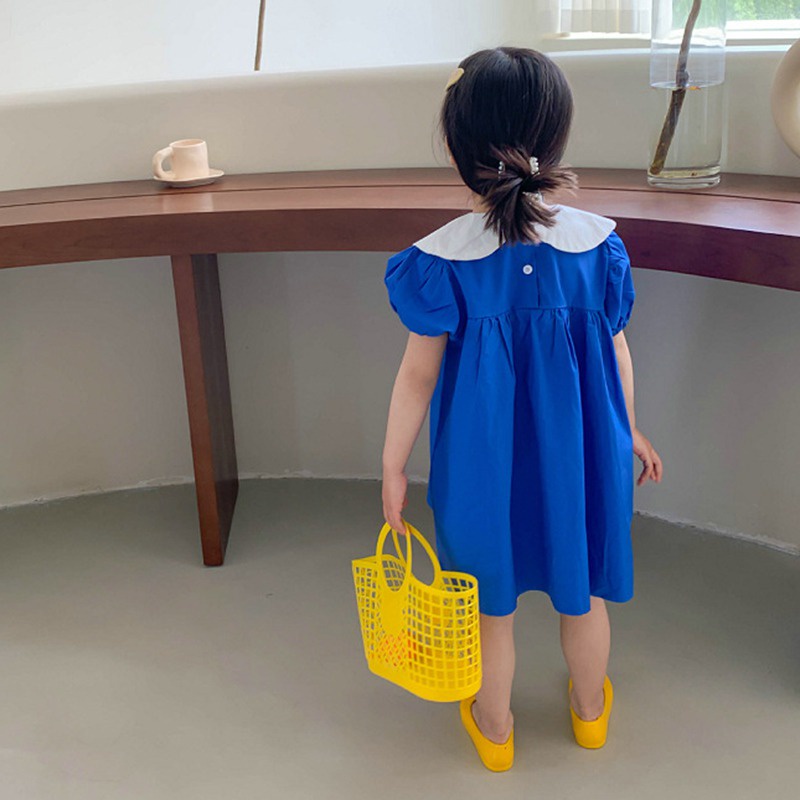 Đầm Tay Phồng Ngắn In Họa Tiết Hoa Phong Cách Hàn Quốc Thời Trang Mùa Hè Xinh Xắn Cho Bé Gái