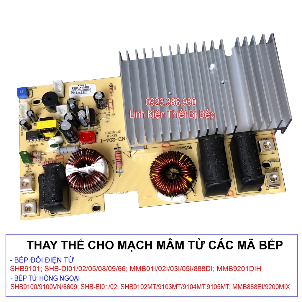 Mạch nguồn mâm từ 2000W bếp điện từ Sunhouse SHB9101/9100/9102MT,03MT,04MT/DI01,02,05/EI01,02; MMB01I,02I,03I,888DI....