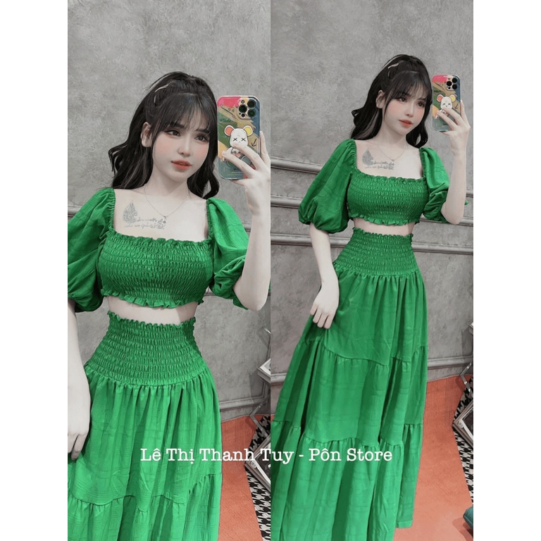 SET ÁO TÓP/ VÁY XẾP LY XỐP CHỈ, CONCEPT ĐI LÀM/ ĐI CHƠI, CHẤT VẢI XIN, MẶC CỰC THÍCH UP shop valentina