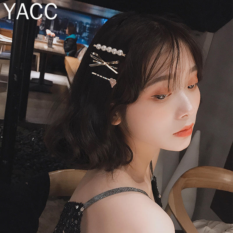 Bộ Kẹp Tóc Phối Hình Nơ Và Đính Hạt Xinh Xắn Cho Nữ