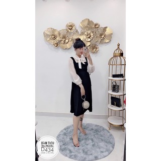Bigsize Đầm tiểu thư phối nơ D434