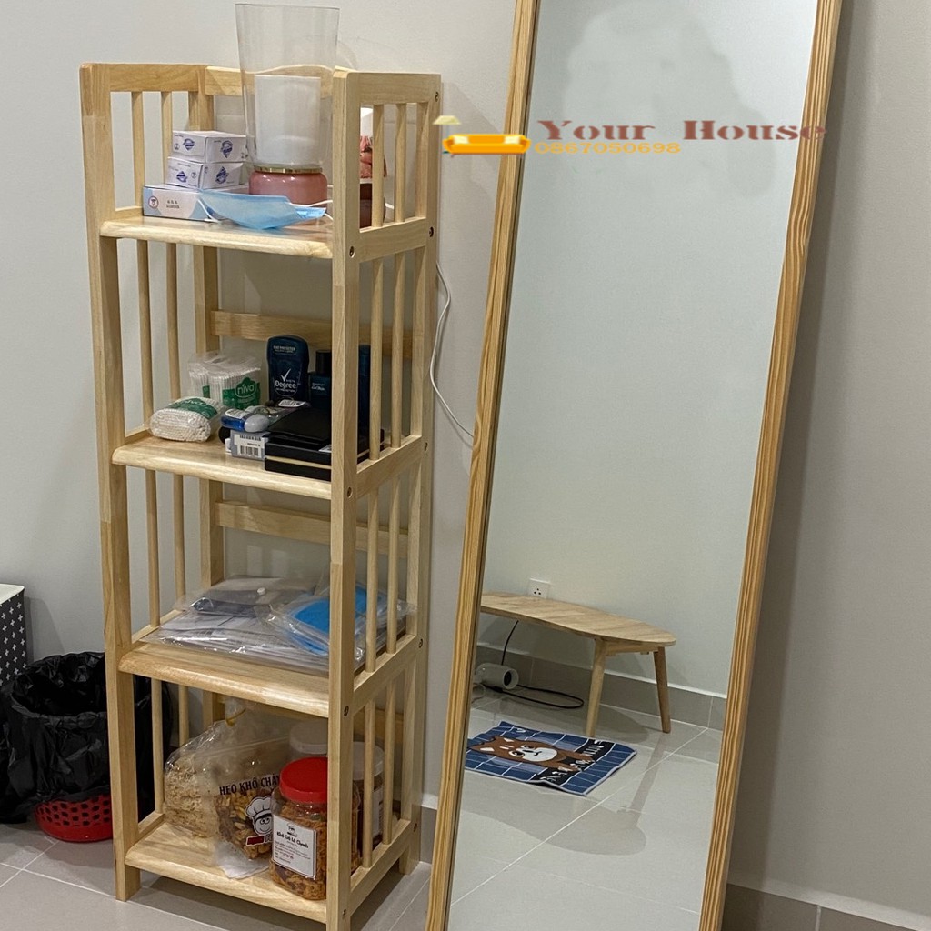 Giá Sách, Kệ Sách Gỗ 4 Tầng YOUR HOUSE Kích Thước 120 x 40 Gỗ Tự Nhiên Tiêu Chuẩn Xuất Khẩu