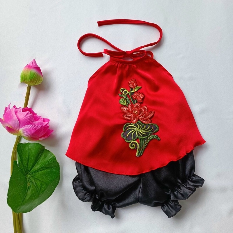 YẾM ĐÀO THÊU HOA SEN CHO BÉ