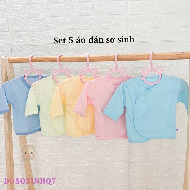 Set 5 áo dán sơ sinh cotton - Màu ngẫu nhiên