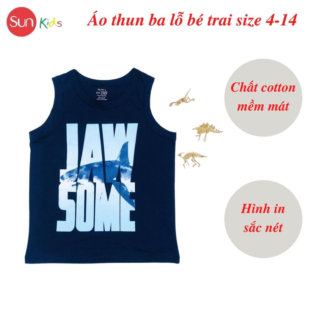 Áo thun bé trai, áo ba lỗ bé trai chất cotton, nhiều màu, Size 4 - 14 tuổi - SUNKIDS