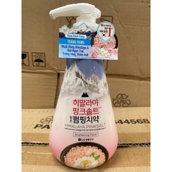 Kem đánh răng Bamboo Salt Himalaya Pink Salt Pumping Brighteing Floral Mint - Trắng răng 285g