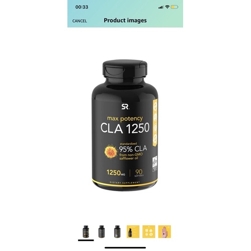 Viên uống hỗ trợ kiểm soát cân nặng và tăng cơ Sports research Max Potency CLA 1250 Linoleic Acid 90/180viên USA