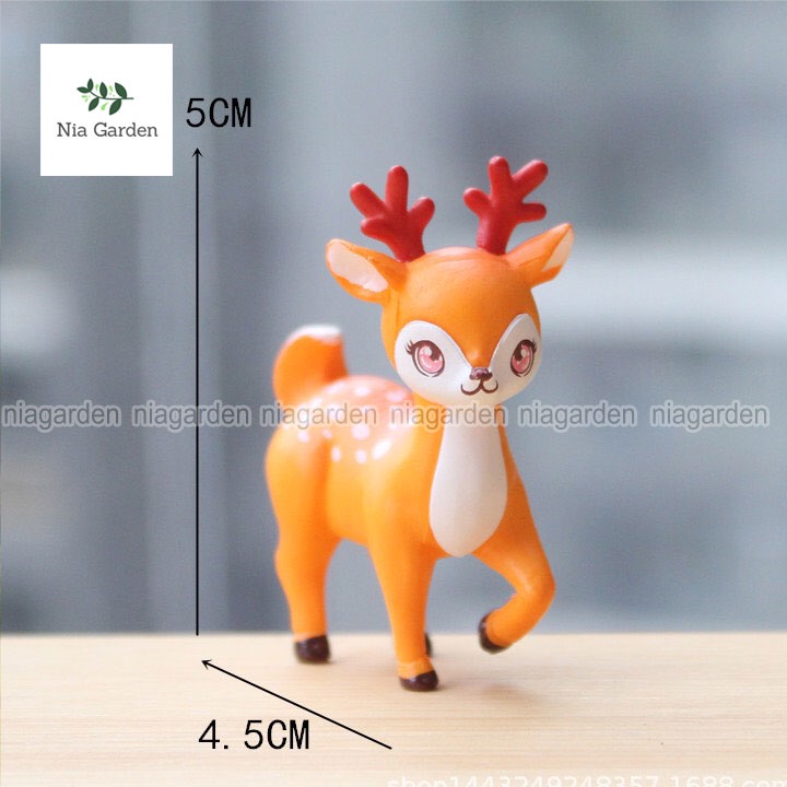 Mô hình nai hươu Bambi trang trí tiểu cảnh mini vườn terrarium chậu cây để bàn Nia Garden N5