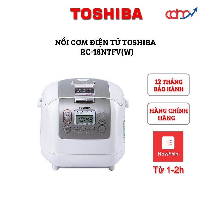 [Mã ELHADEV giảm 4% đơn 300K] [Mẫu 2021] Nồi cơm điện tử Toshiba 1,8 Lít RC-18NTFV(W) Xuất xứ Thái Lan