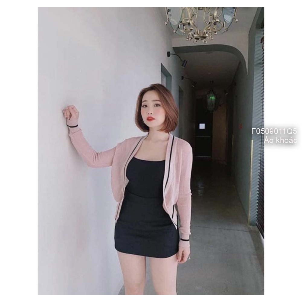 Áo khoác len phối viền tay dài hàng đẹp QC!