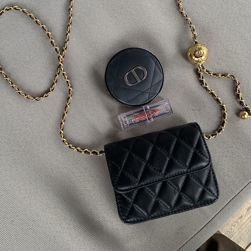 Túi xách IELGY Jinzhu đeo vai dây xích đựng son môi bề mặt kim cương cho nữ