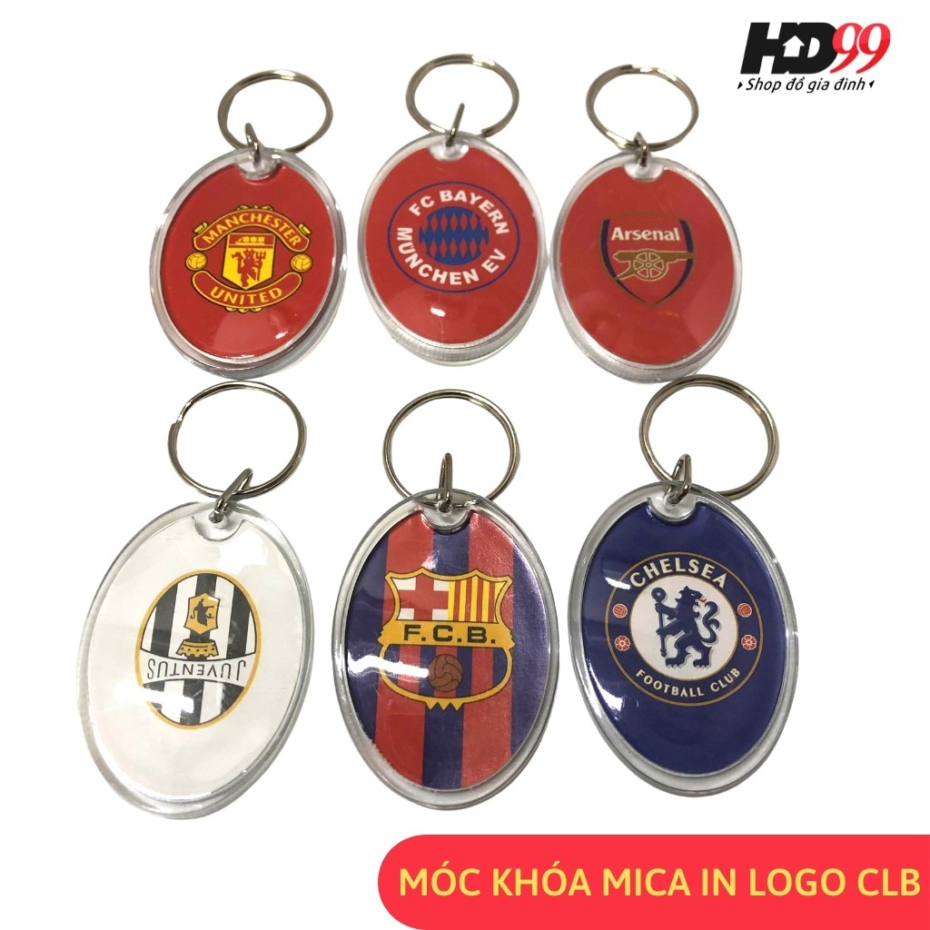 Móc Khóa Mica In Logo CLB Bóng Đá | Manchester, Bayern, Chelsea, Juventus, Arsenal, Barcelona