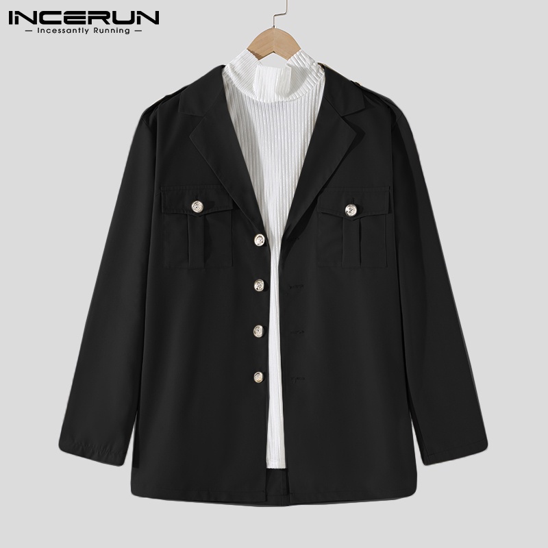 Áo khoác blazer INCERUN cổ bẻ dài tay một hàng nút phong cách mùa đông thông thường cho nam