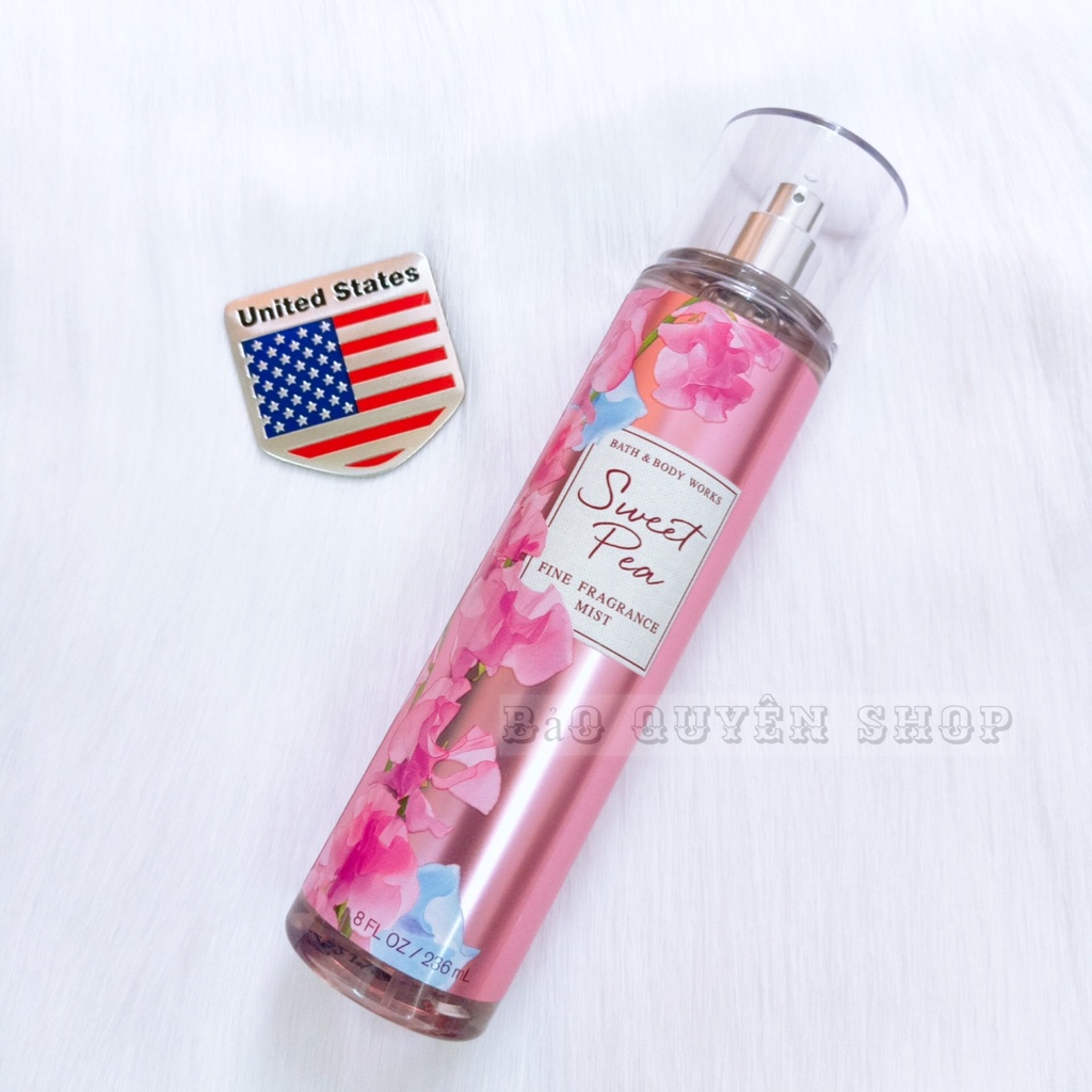 Xịt thơm toàn thân tông nước hoa Bath & Body Works Sweet Pea Fragrance Mist 236mL