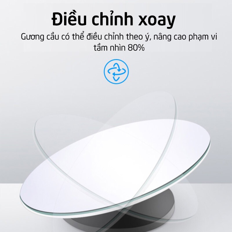 Bộ 2 gương cầu kính lồi 5 cm chiếu hậu xóa điểm mù xe hơi SOEASY GCH01