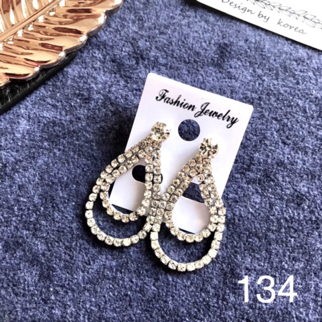 FREESHIP❤️ Bông Tai Hình Giọt Nước Đính Đá Cao Cấp M134