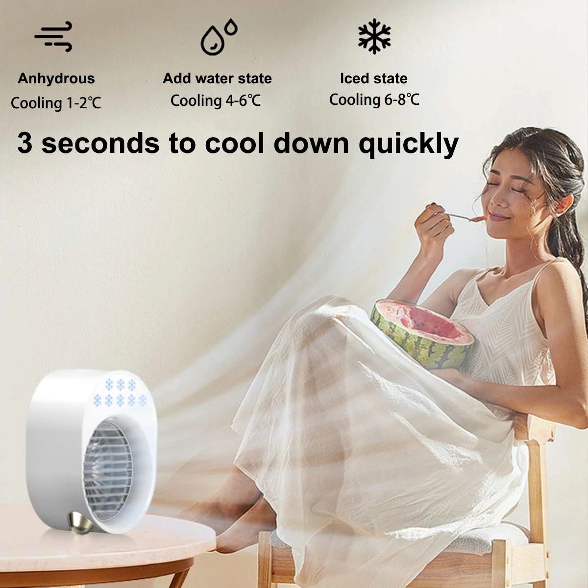Protable Mini Spray Cooling Fan / USB Rechargeable Dormitory Air Purifier Humidifier Desktop Fan / For Home Office