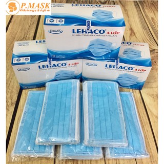 Khẩu trang kháng khuẩn 4 lớp Combo 3 hộp 150 cái - 3 hộp khẩu trang Lehaco 4 lớp kháng khuẩn Xanh/ Hồng/ Trắng/ Xám