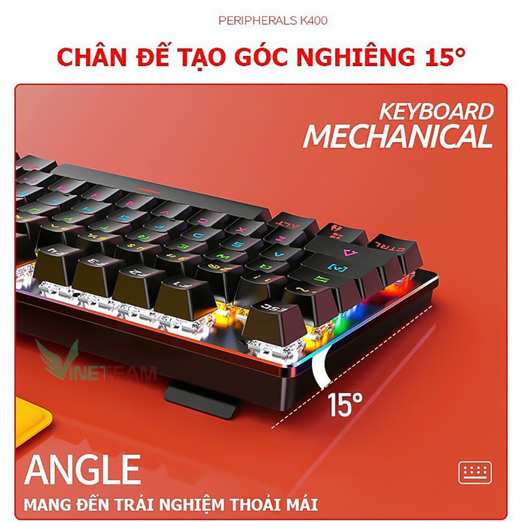 Bàn Phím Cơ Gaming K400 Led siêu đẹp - 10 Chế Độ Khác Nhau- Máy Tính PC - Laptop- Chuyên Game -dc4711