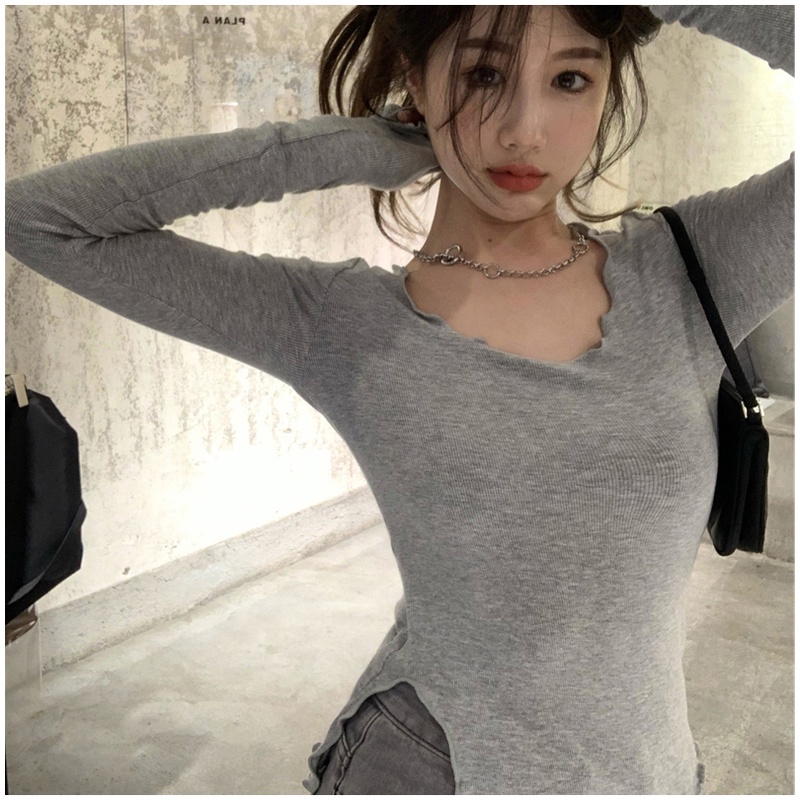 Áo thun tay dài dáng ôm thời trang Hàn Quốc cho nữ