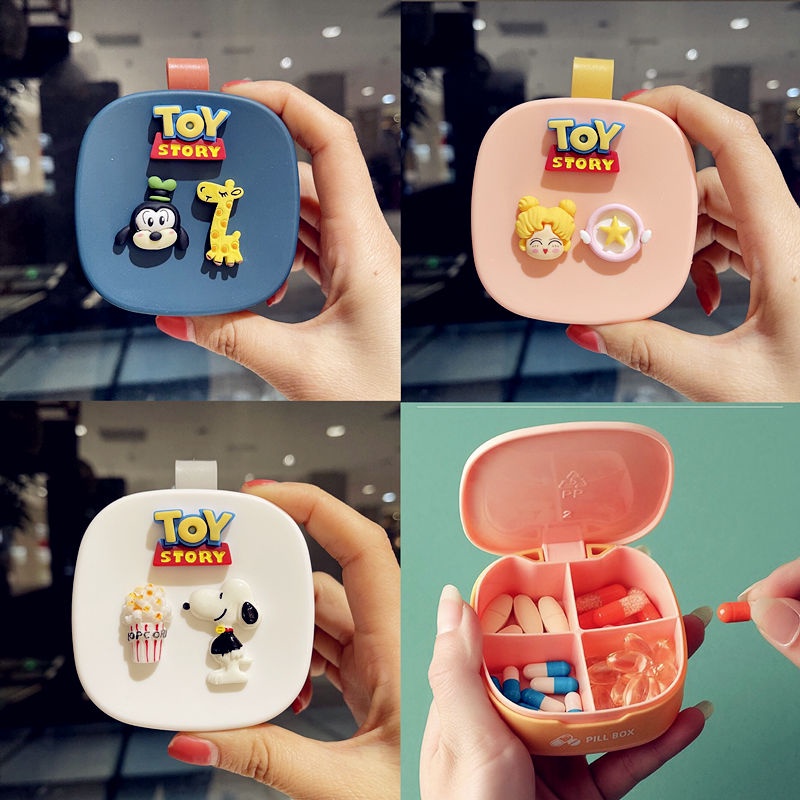 Hộp đựng thuốc mini sức chứa lớn đậy kín chống nước hình hoạt hình