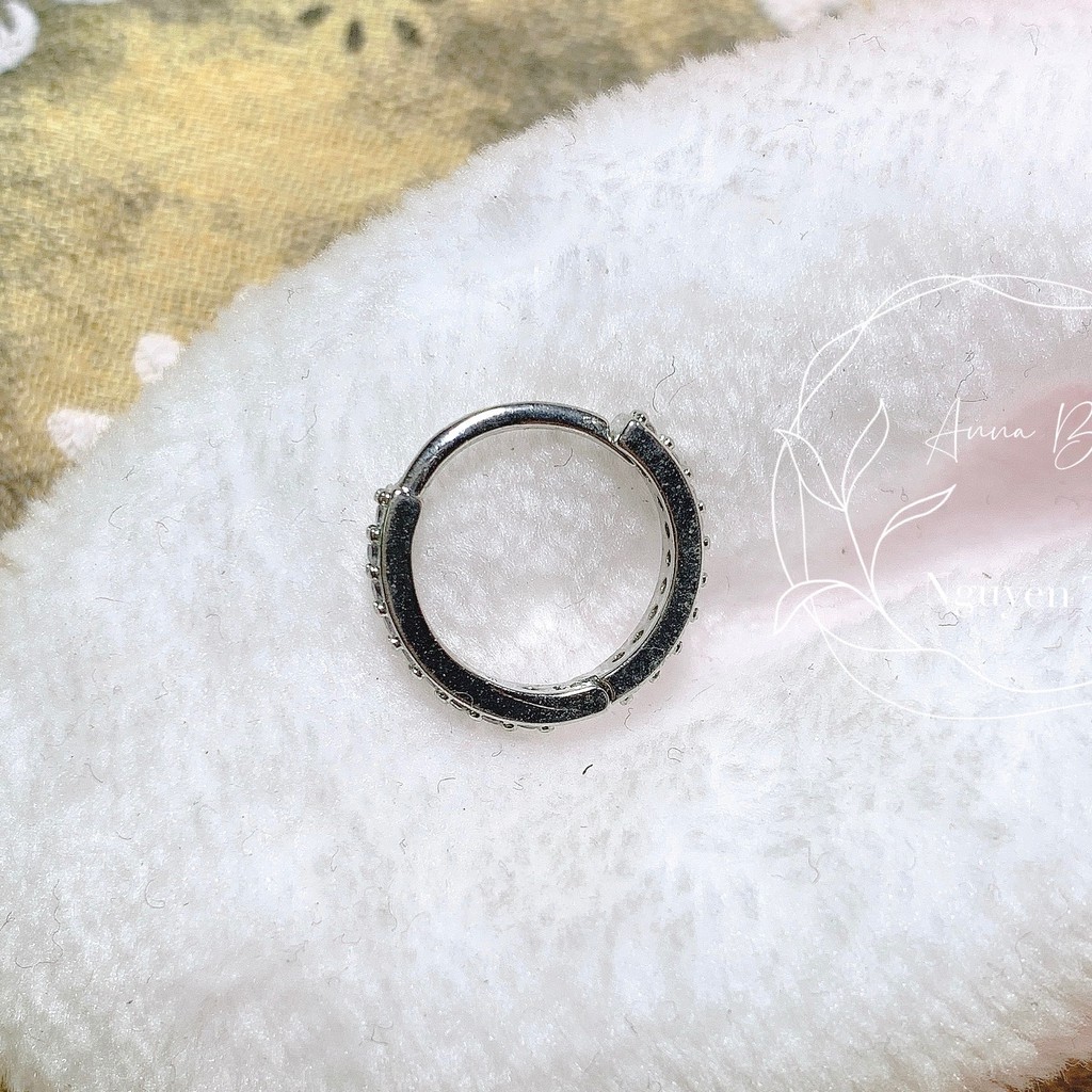 Khuyên tai vòng đính đá xinh JOLLY 1cm bằng thép y tế xỏ khuyên piercing