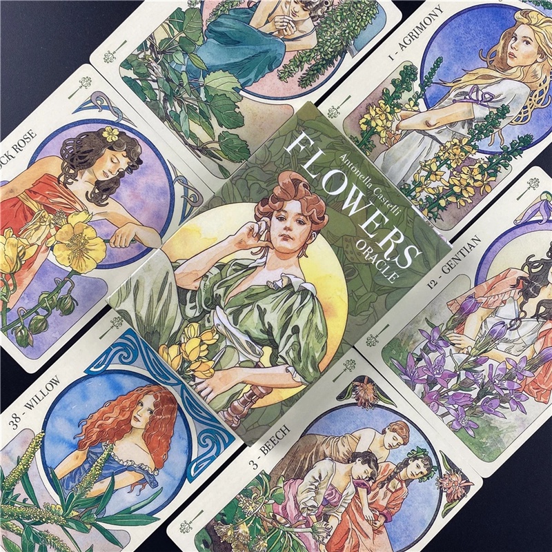 Flower Oracle Cards Deck Tarot Game Bộ Bài Tarot Thiết Kế Sáng Tạo Độc Đáo