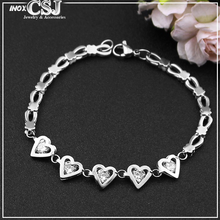 Lắc tay nữ trái tim đính đá cực xinh