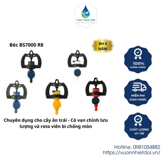 Bộ 10 béc tưới cây bs7000 r8 phun mưa xoay 360 độ, chống mòn, điều chỉnh bán kính - bh 5 năm