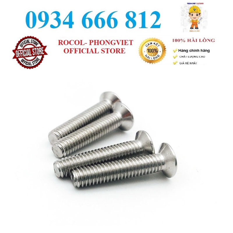 Set 50 cái M3 vít pake đầu bằng thân bulong inox201 M3