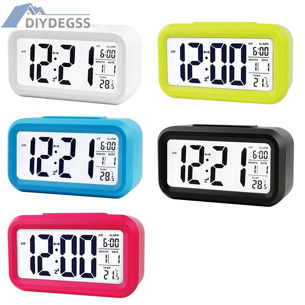 Temperature Alarm Clock LED Digital Backlight Calendar Snooze Mute Clock