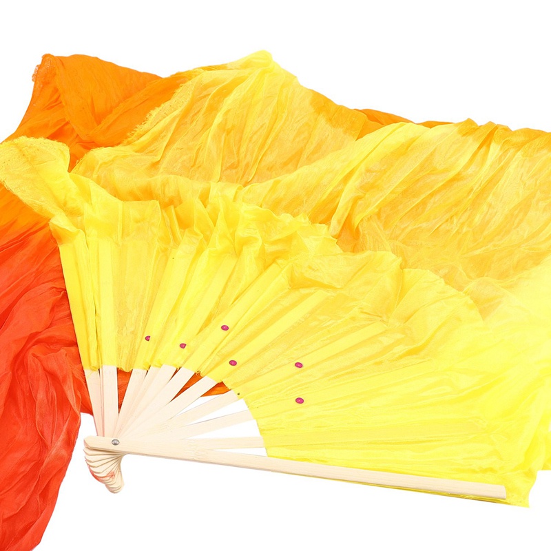 Quạt Xếp Cầm Tay Bằng Tre Và Lụa Ba Màu Sắc Gradient Dành Cho Nữ