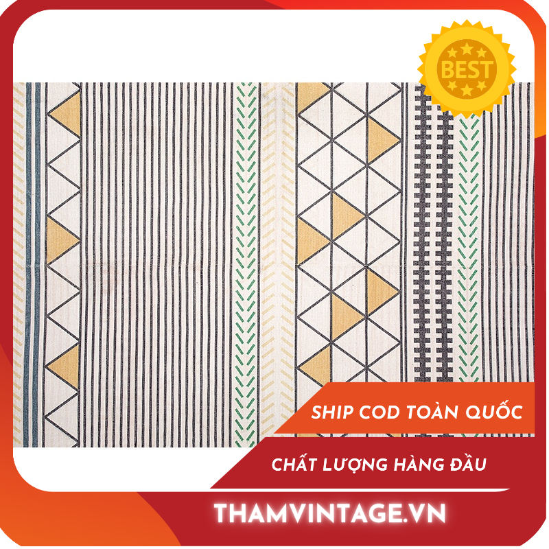 Thảm trải sàn cotton dệt thô họa tiết Nordiac - Thảm Vintage