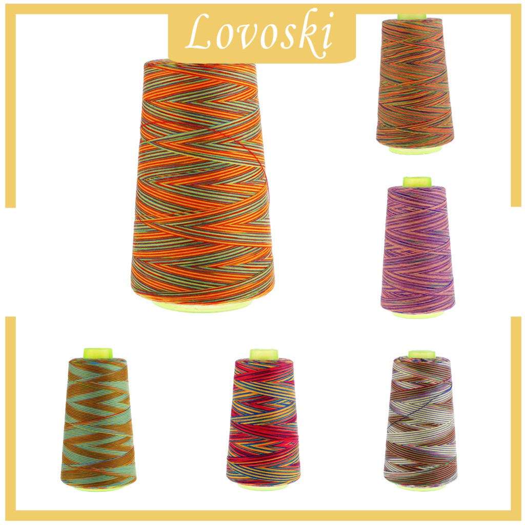 1 Cuộn Chỉ Polyester 40S / 2 Màu Sắc Cầu Vồng Dành Cho Máy May