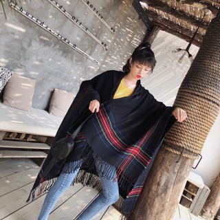 Áo choàng len khăn choàng ấm mùa đông size 150*130cm - mã le27