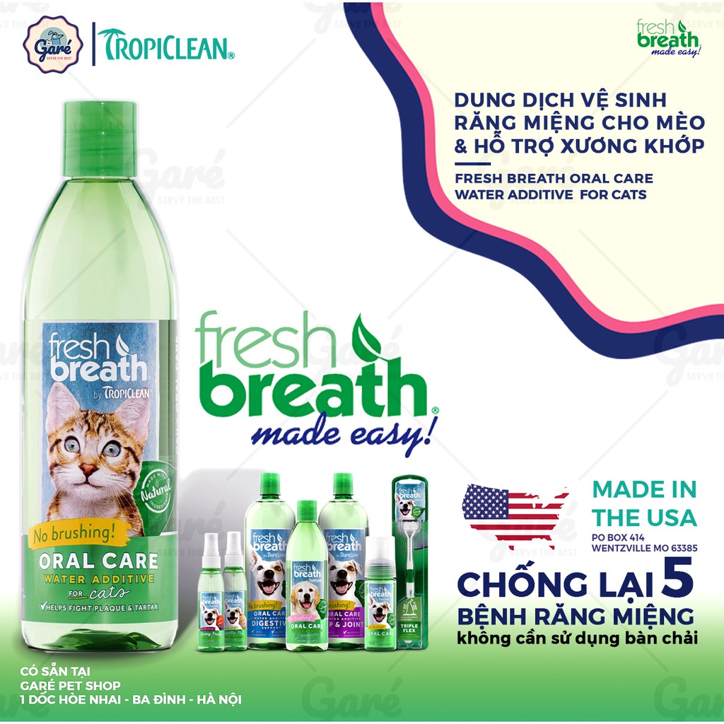 Xịt khử mùi hôi miệng ngay tức thì cho Chó Mèo - TropiClean Fresh Breath Oral Care Spray