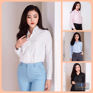 Áo sơ mi nữ dài tay Cotton lụa mịn mát không nhăn Hàng VNXK (Ảnh chụp thật + Video shop tự quay) đẹp