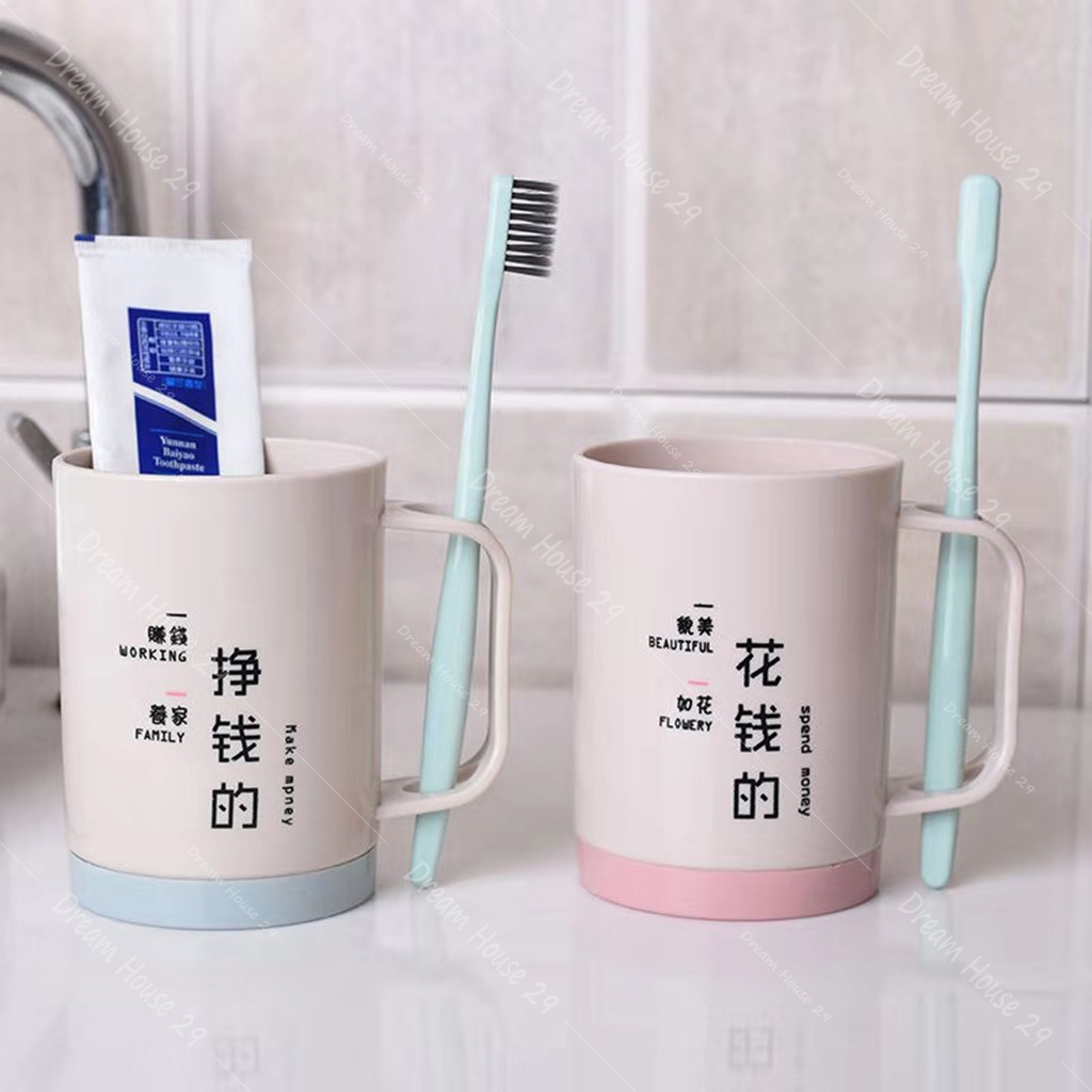 Cốc uống nước, cốc đánh răng có chỗ để bàn chải chất liệu nhựa abs cao cấp dung tích 400ml