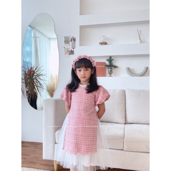 Áo dài bé gái cách tân, tay bồng cách điệu kèm bờm cho bé từ 1-5tr