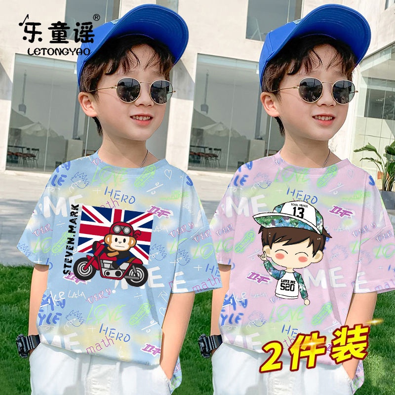 Set Áo Thun Ngắn Tay Và Quần Short Phong Cách Hàn Quốc Mới Cho Bé Trai