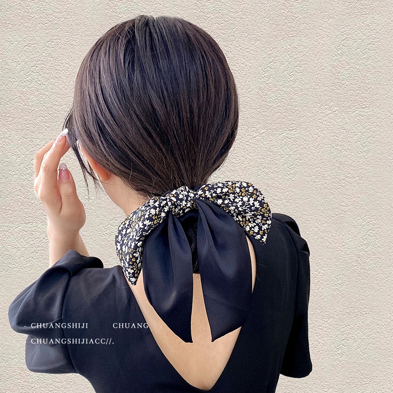 Dây Cột Tóc Co Giãn Thắt Nơ Phong Cách Pháp Xinh Xắn Cho Nữ