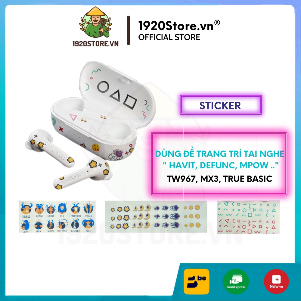 [Special] Miếng Stiker Trò Chơi Con Mực Dán Trang Trí Tai Nghe True Wireless TW967, DEFUNC TRUE BASIC, TW959, MX3