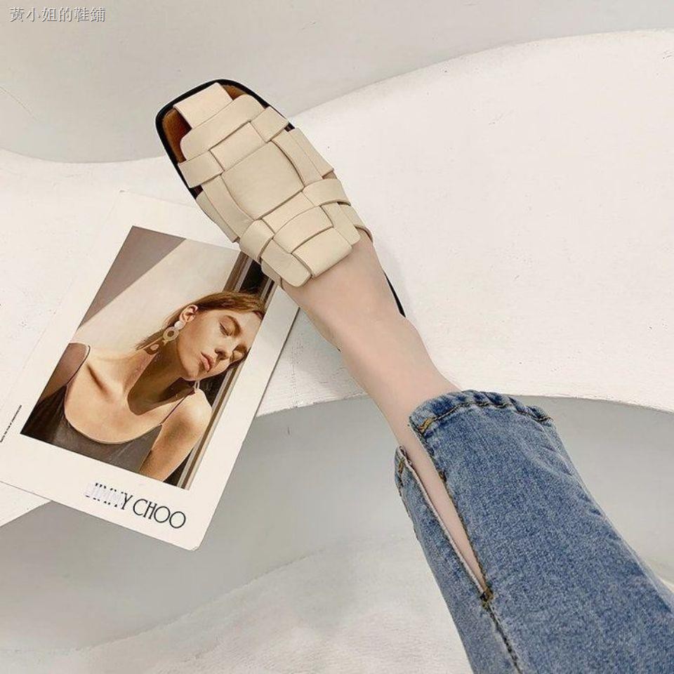 Giày Muller Đế Bệt Mũi Vuông Phong Cách Retro Quyến Rũ Ck2021